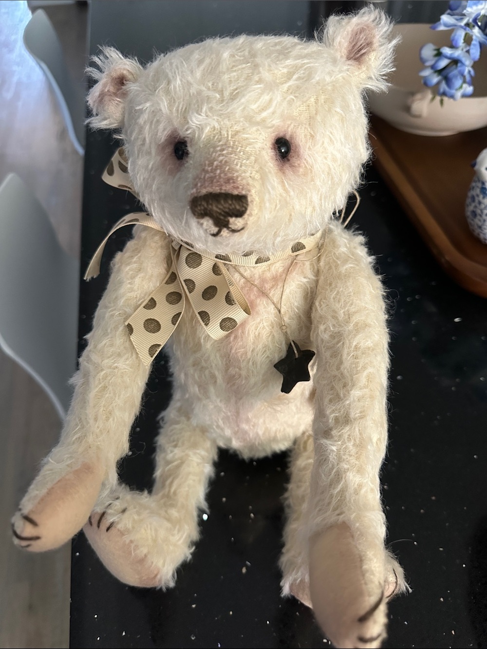 Handmade by Artist Lori Baker, Mohair Bramble Bear.